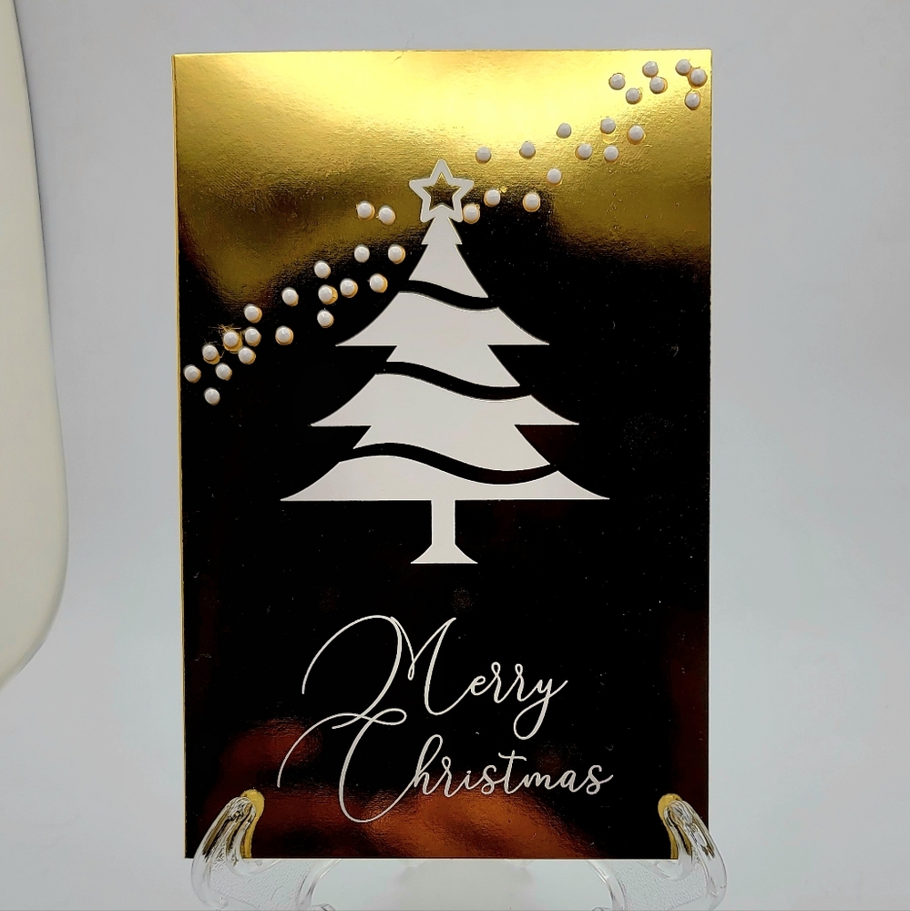 Gold & White Merry Christmas Card Small - Picture 1 of 2